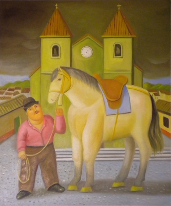 store falso d'autore Uomo con cavallo II di Fernando Botero